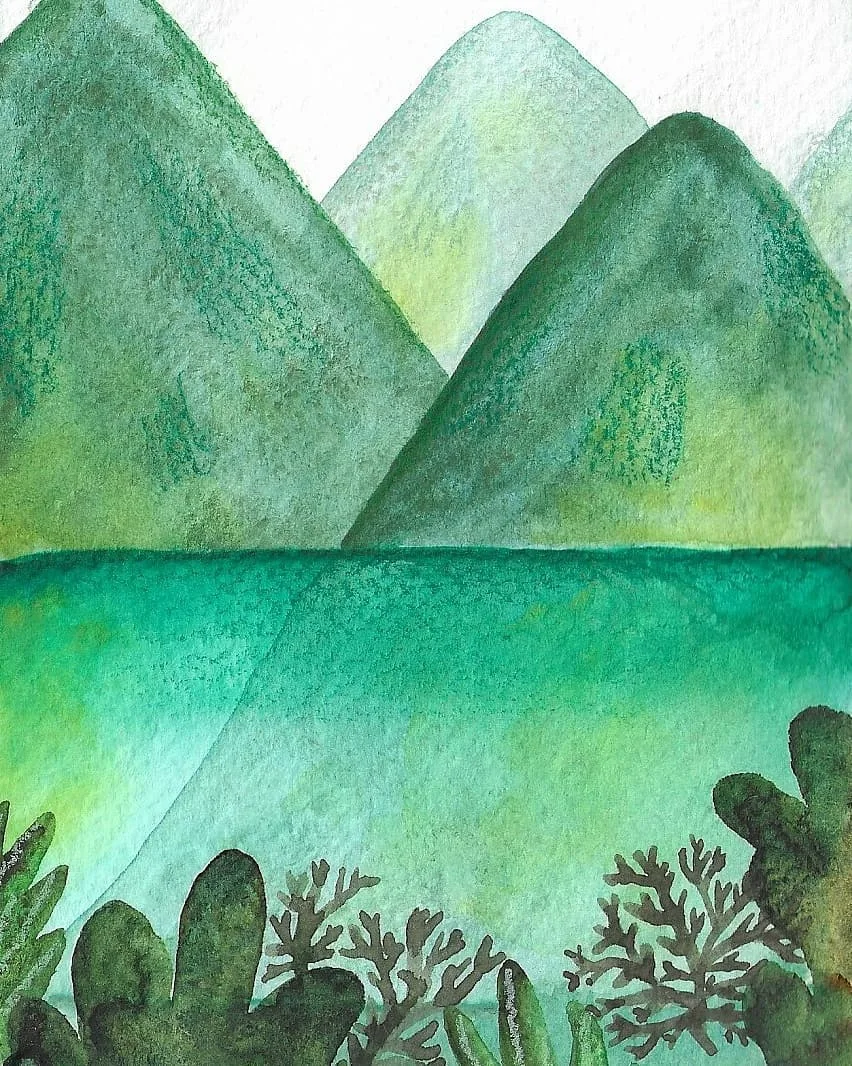 Beeld 1 van 2 bij ‘Green landscape remining me of the  in #art                        artsy’