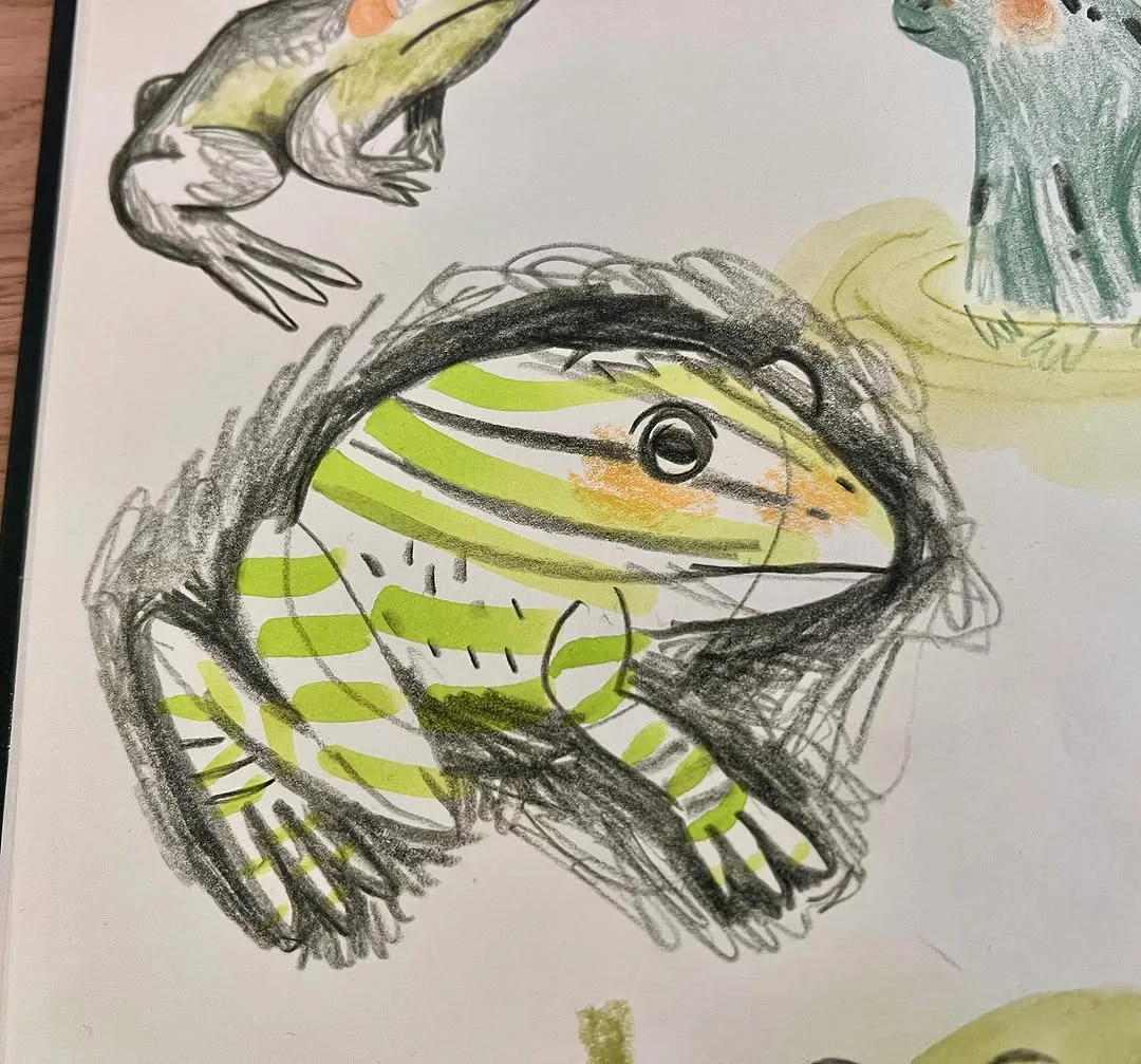 Beeld 4 van 5 bij ‘Just wrapped up an awesome Patreon lesson with @emmacarlisle_ 🎨🐸 Spent 1 to 5 minutes on frog…’
