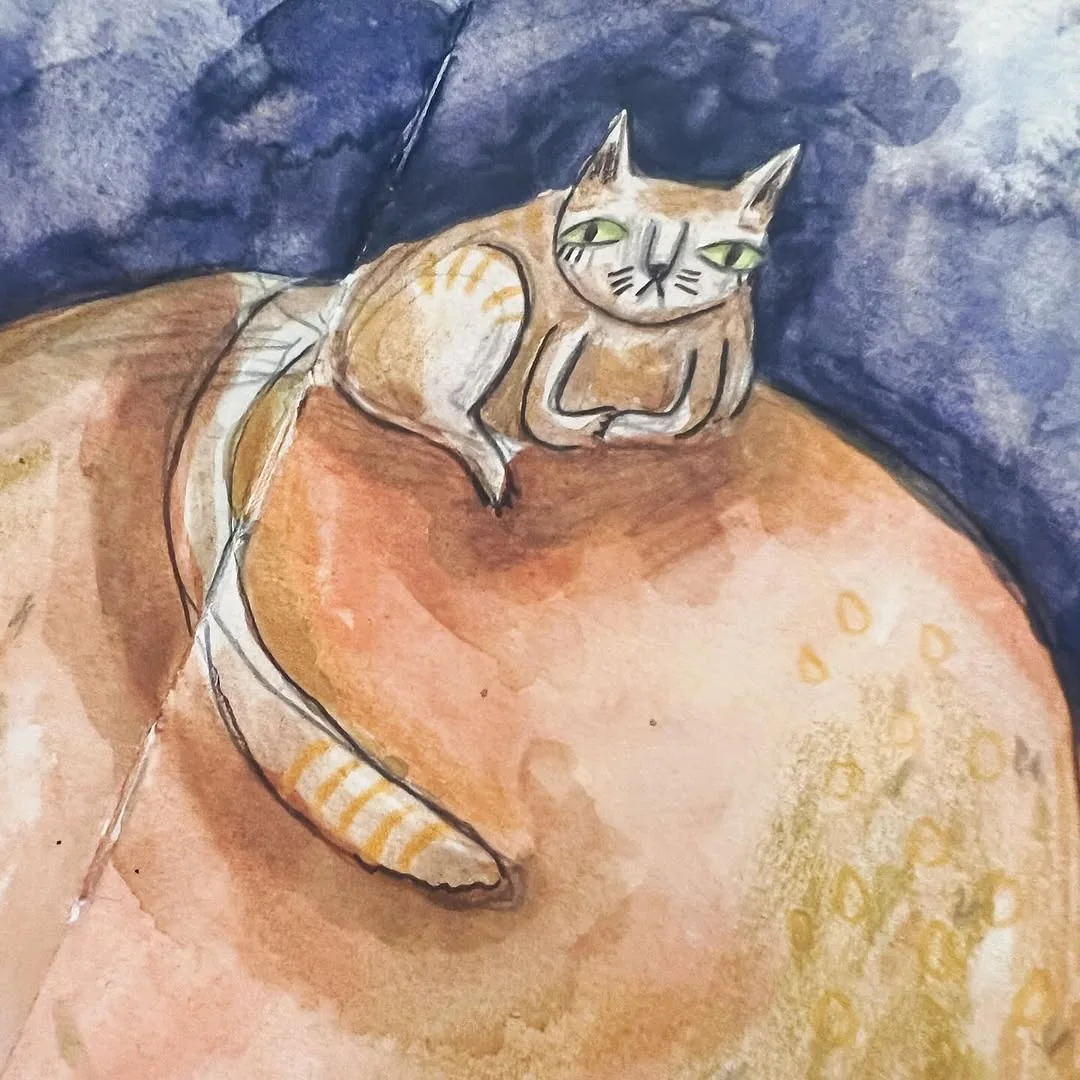 Beeld 2 van 2 bij ‘Small cat or big orange?🍊 Mixed media landscape.’