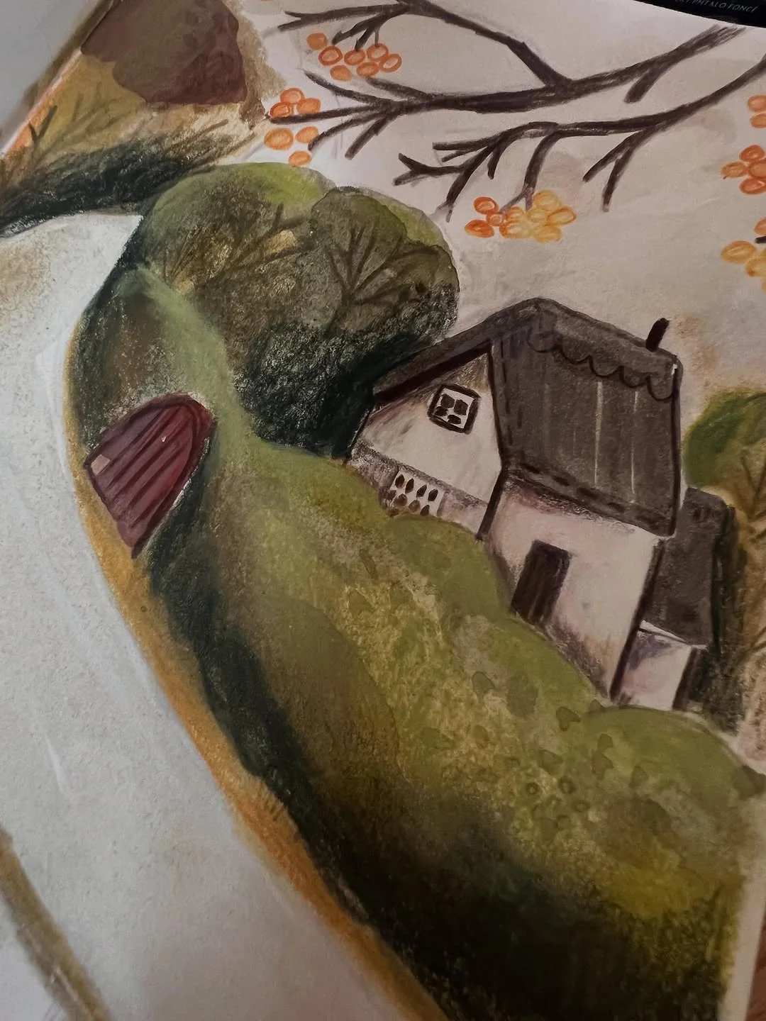 Beeld 4 van 5 bij ‘Looking forward to autumn 🍂🏡✨ A winding road, a hidden little house, and the first signs of a…’