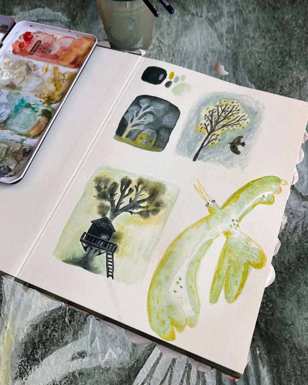 Beeld 2 van 3 bij ‘A little sketchbook experiment in a colour palette that made me very happy.’